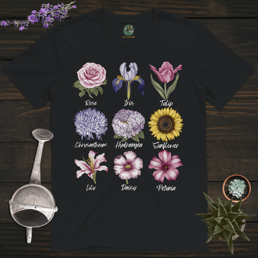 Sproutsmith T-Shirt Black / S Nine Flowers T-Shirt