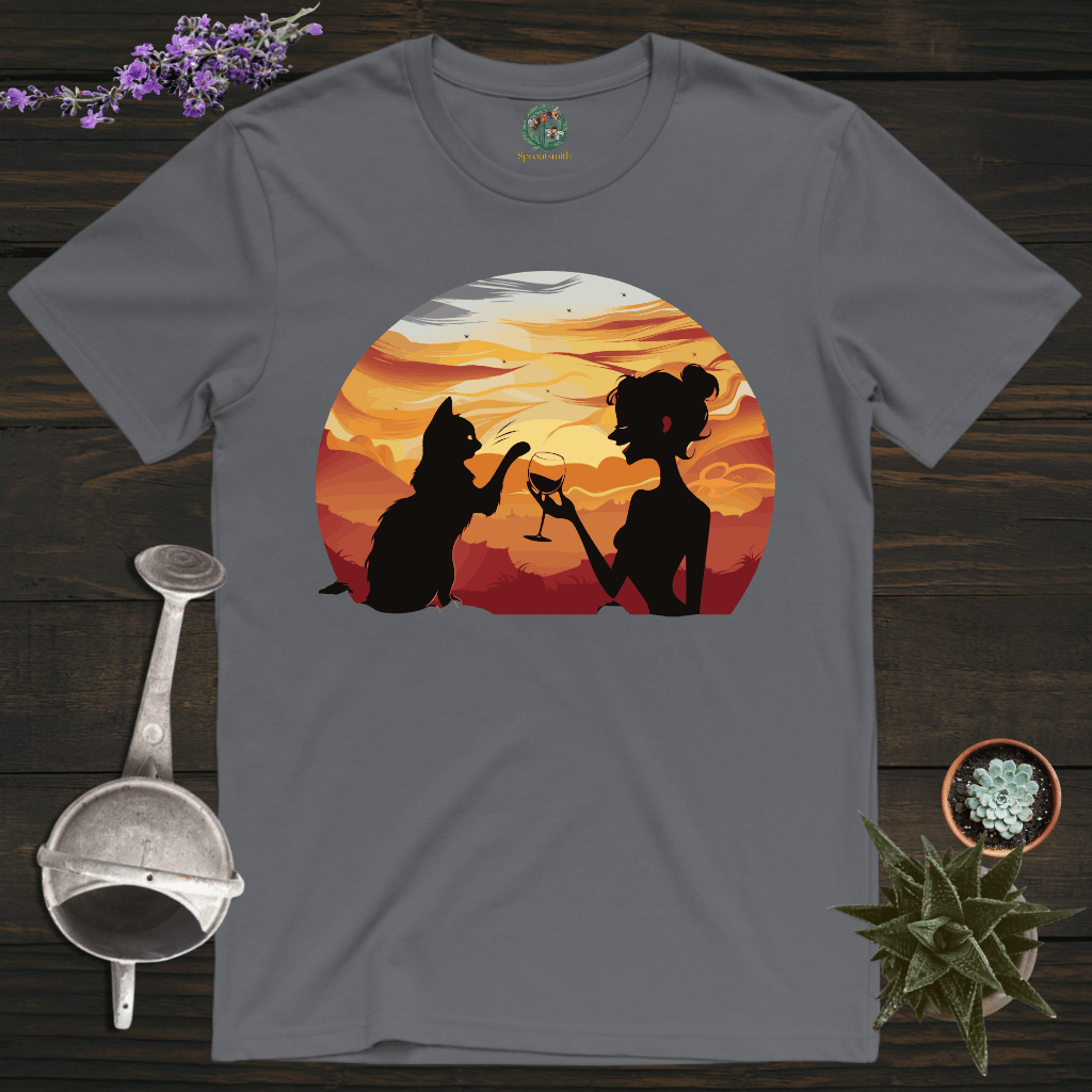 Sproutsmith T-Shirt Charcoal / S Wine With Cat T-Shirt