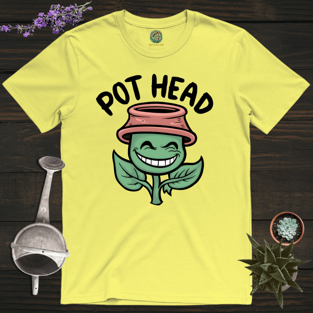 pothead plant shirt A Pot Head T-Shirt – Funny Plant Lover Tee Cornsilk / XL