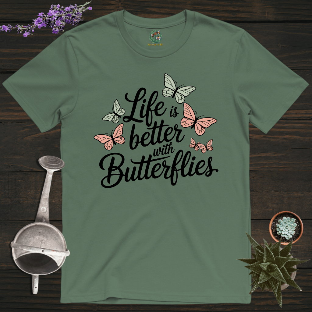 Sproutsmith T-Shirt Military Green / S Better With Butterflies T-Shirt