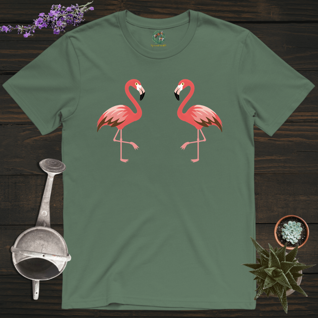 Sproutsmith T-Shirt Military Green / S Pink Flamingo T-Shirt