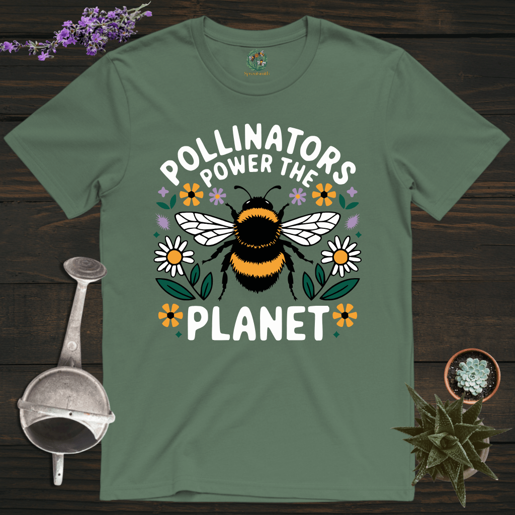 Sproutsmith T-Shirt Military Green / S Pollinators Power the Planet T-Shirt