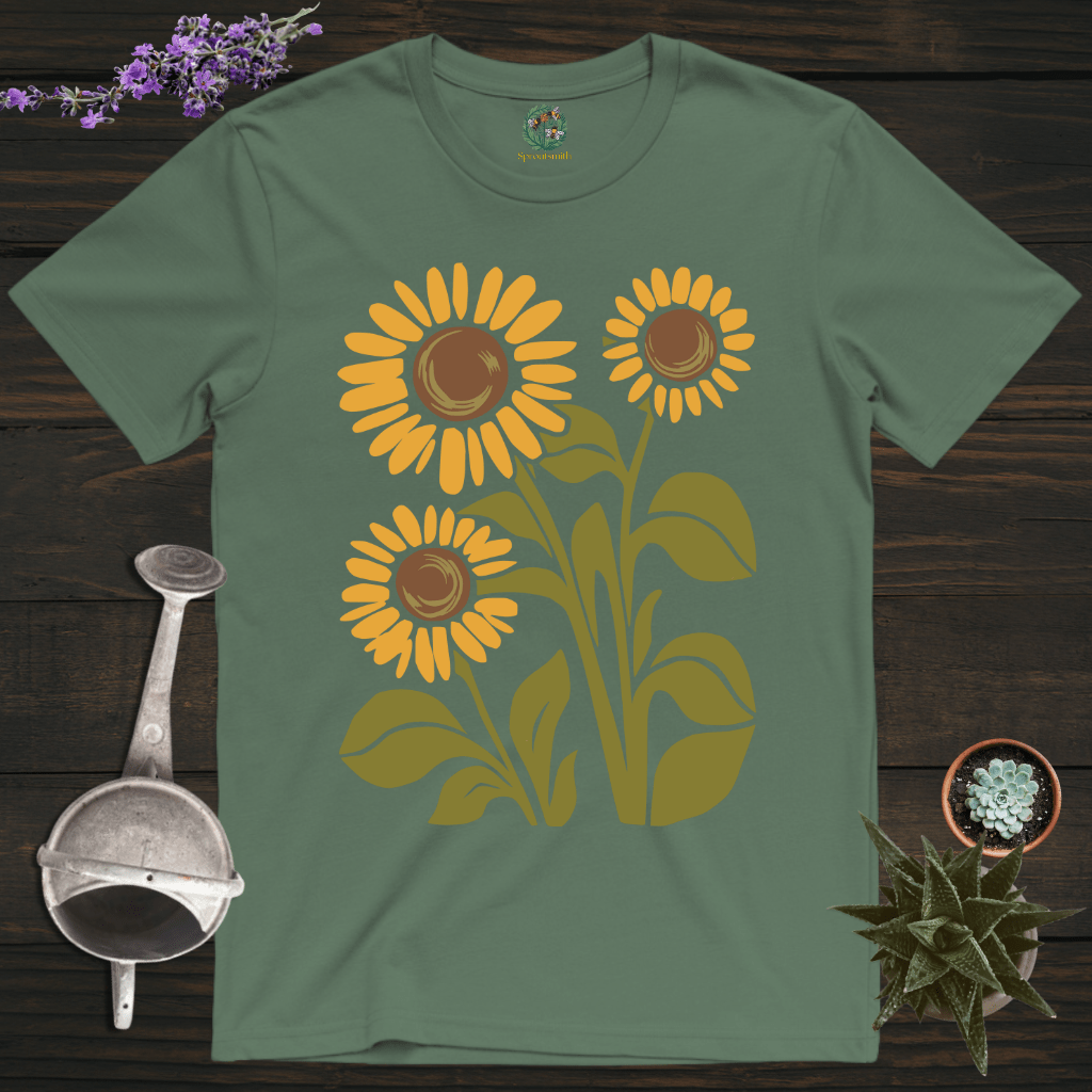 Sproutsmith T-Shirt Military Green / S Retro Sunflowers T-Shirt
