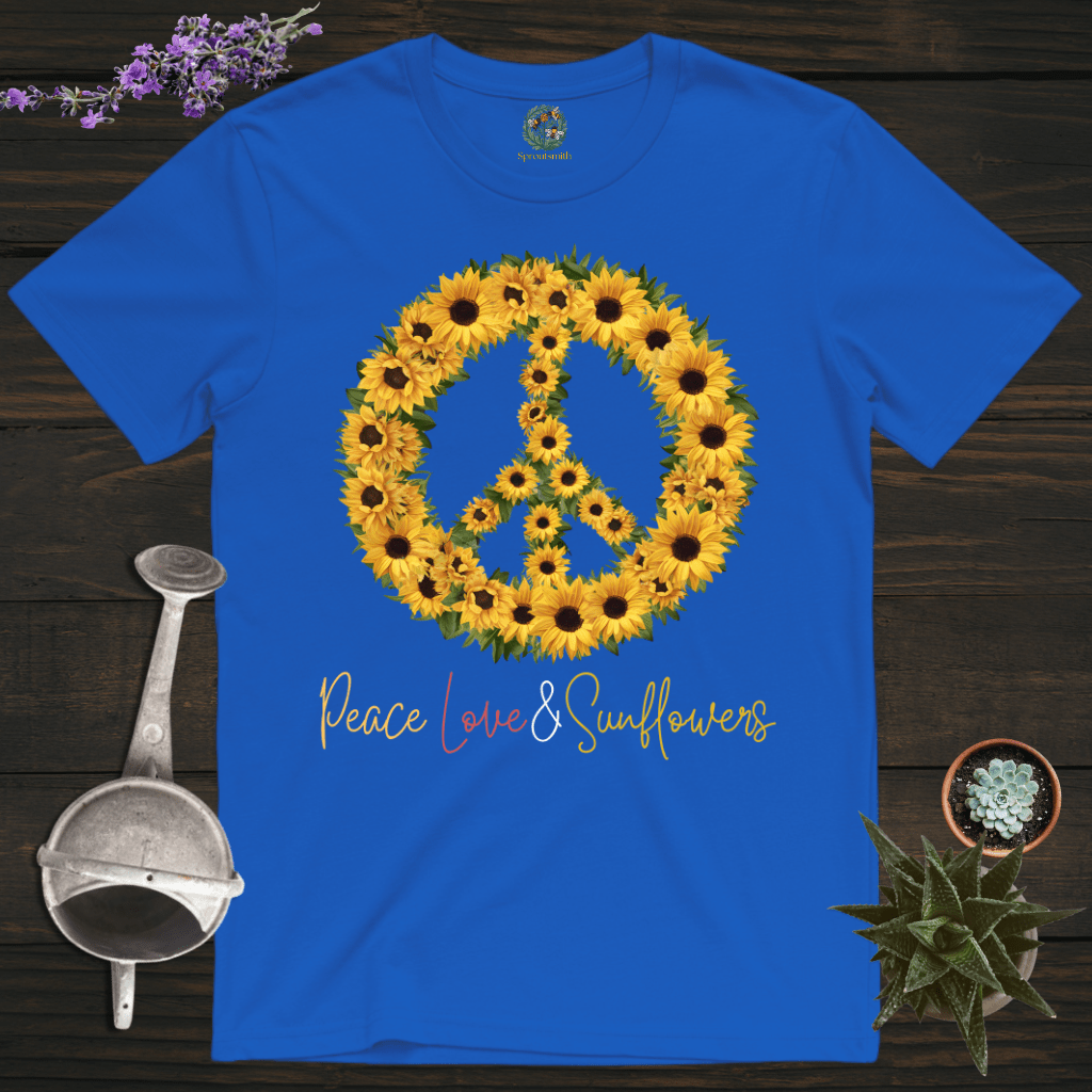 Sproutsmith T-Shirt Royal / S Peace, Love and Sunflowers T-Shirt