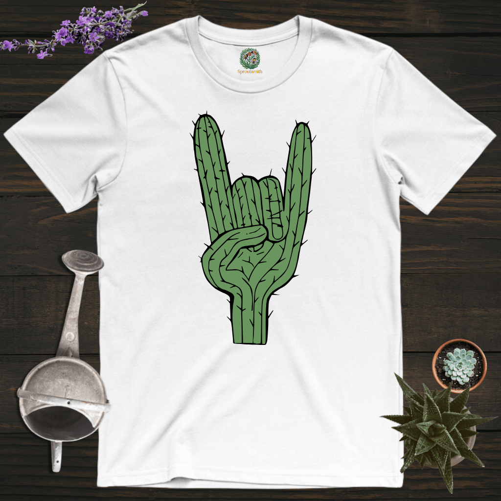 Sproutsmith T-Shirt White / S Rock On Cactus T-Shirt