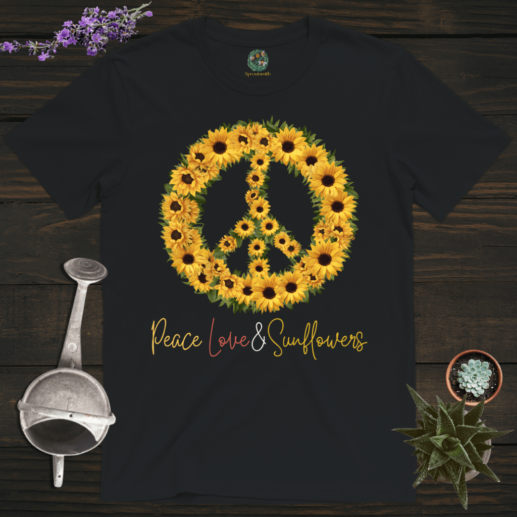Sproutsmith T-Shirt Black / S Peace, Love and Sunflowers T-Shirt