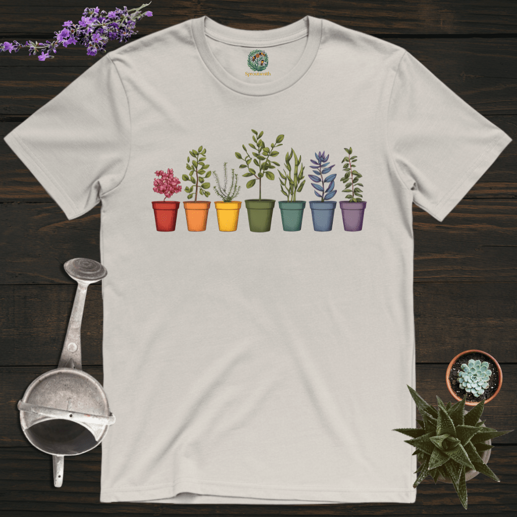 Sproutsmith T-Shirt Ice Grey / S Rainbow Plant Pots T-Shirt