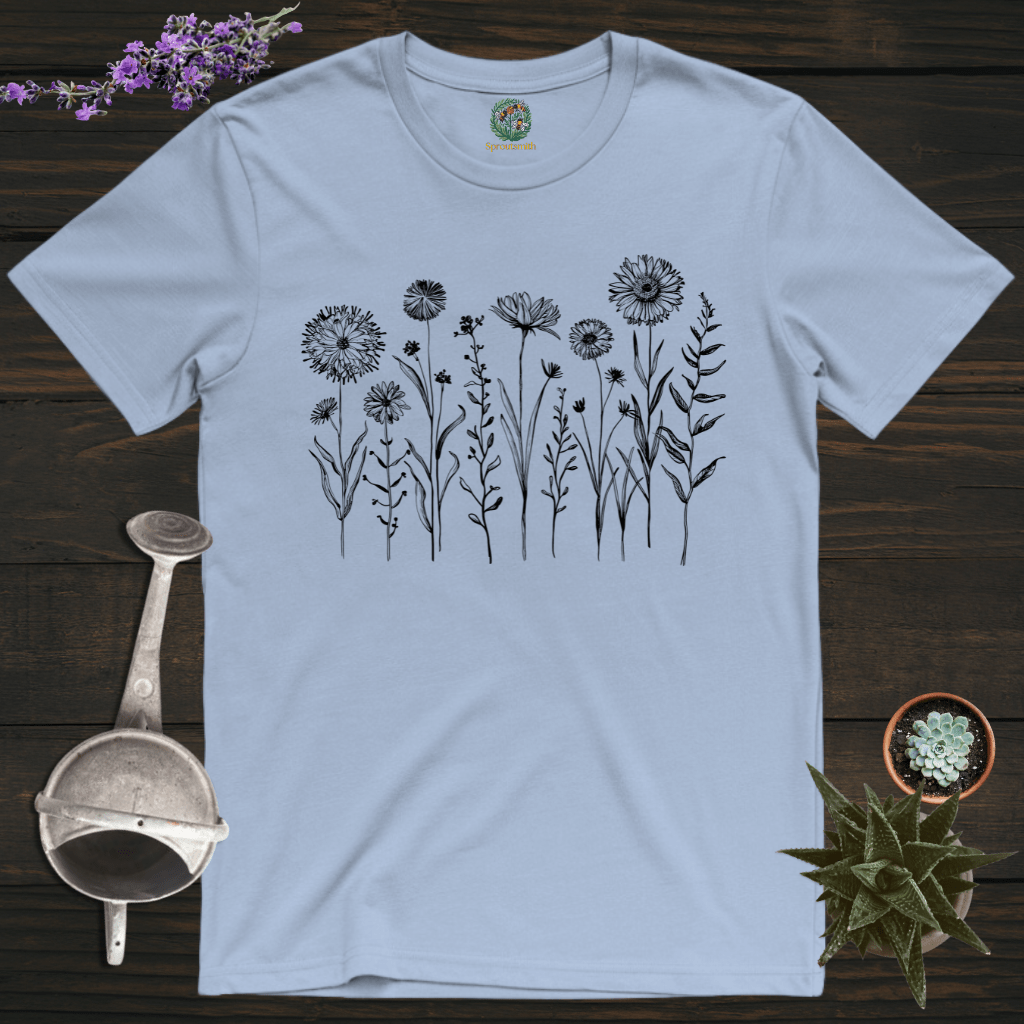 Sproutsmith T-Shirt Light Blue / S Monochrome Blooms T-Shirt