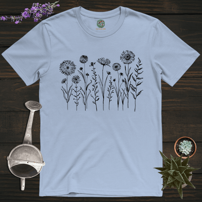 Sproutsmith T-Shirt Light Blue / S Monochrome Blooms T-Shirt