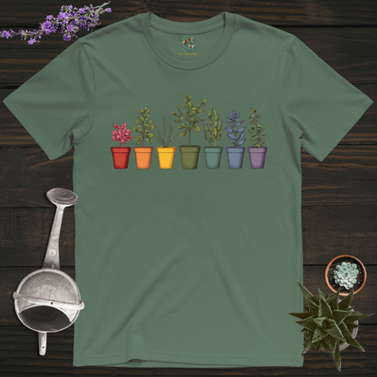 Sproutsmith T-Shirt Military Green / S Rainbow Plant Pots T-Shirt