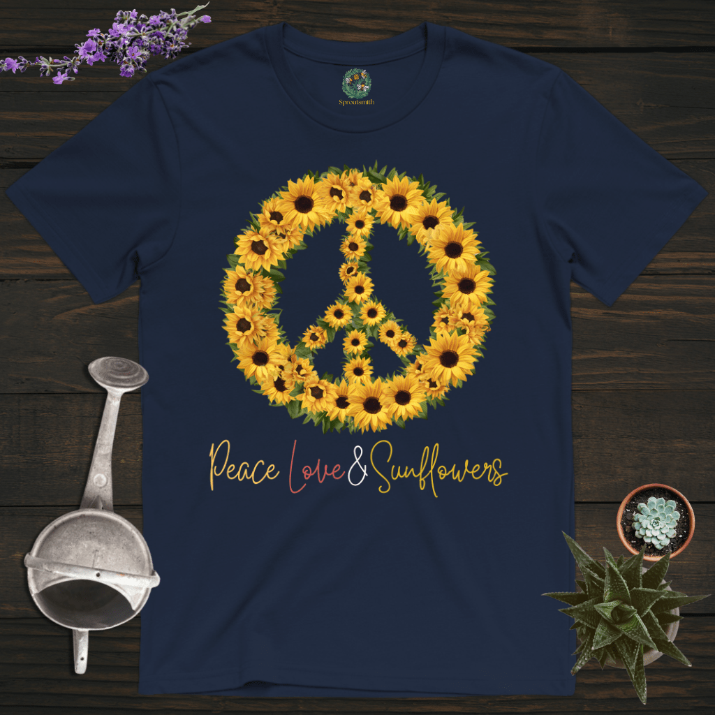 Sproutsmith T-Shirt Navy / S Peace, Love and Sunflowers T-Shirt