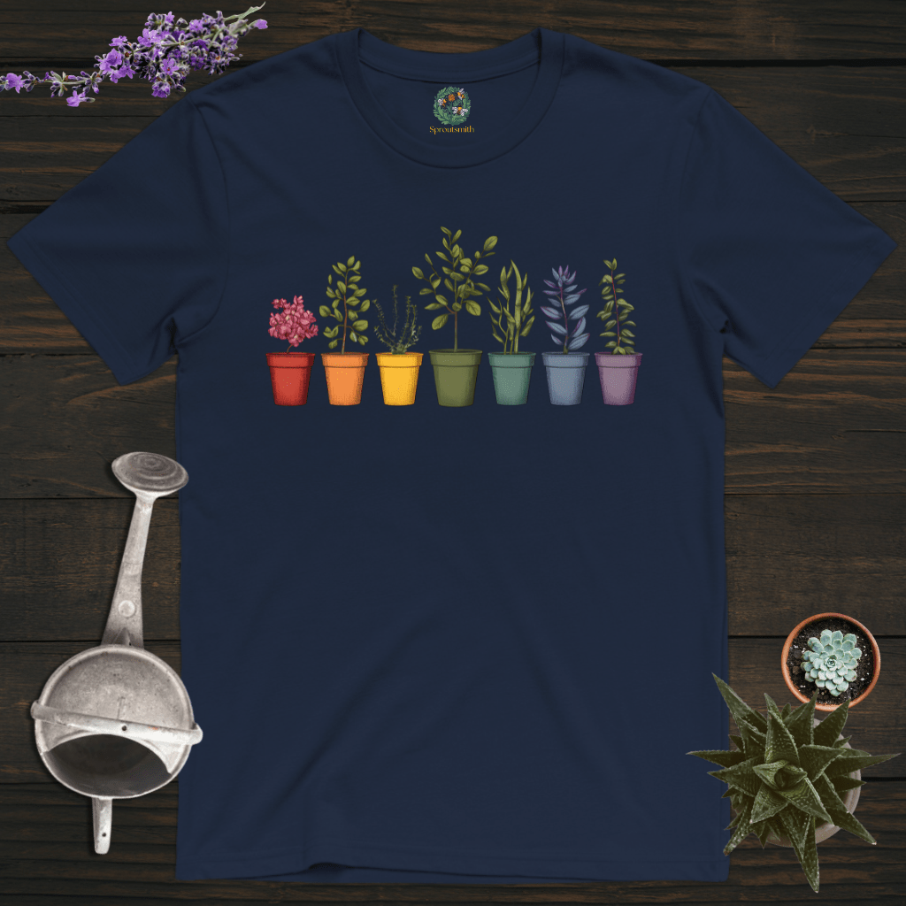 Sproutsmith T-Shirt Navy / S Rainbow Plant Pots T-Shirt